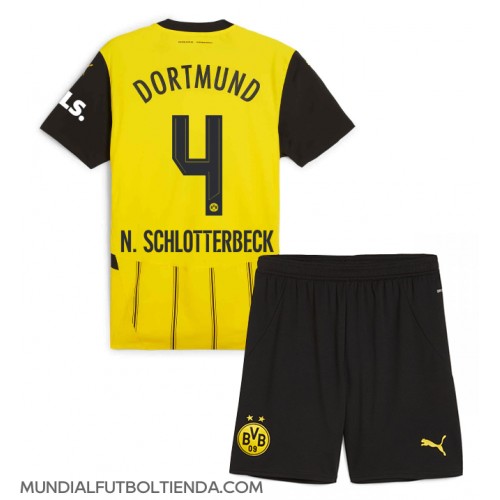 Camiseta Borussia Dortmund Nico Schlotterbeck #4 Primera Equipación Replica 2024-25 para niños mangas cortas (+ Pantalones cortos)